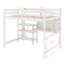 Lit mezzanine double en bois avec tablettes, bureau et tableau d'écriture