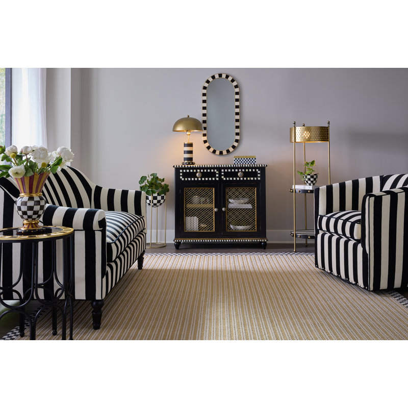 Courtly Check Large Lacquer Decorative Box With Gold Hinged Lid, Black/White/Gold, 6.60" H x 11" W x 5.75" D