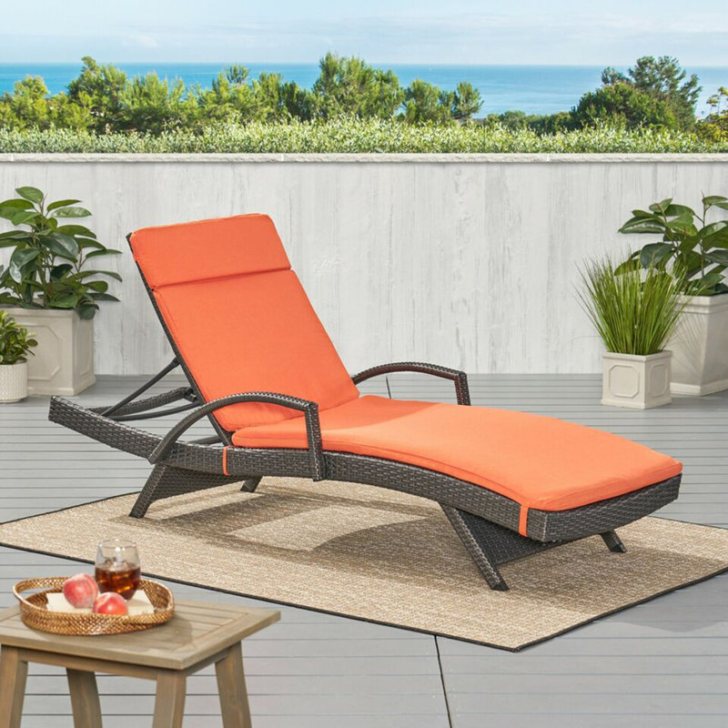 Outdoor Patio Chaise Lounge, Orange