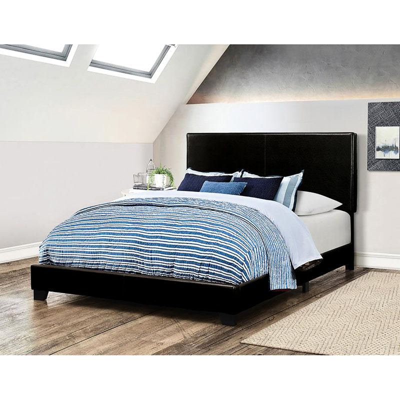 Elegant Black Upholstered Queen Panel Bed For A Timeless Bedroom Decor Stylish, Black, Queen