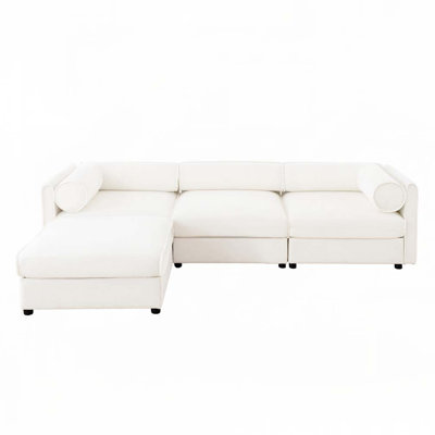 Canapé en chenille avec repose-pieds en tissu