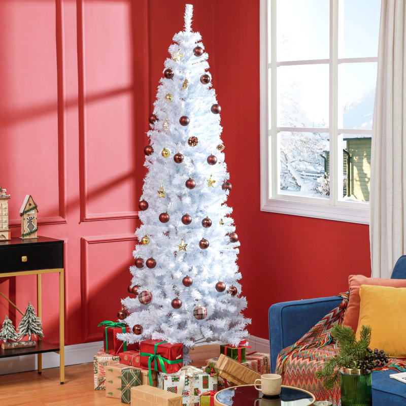 Crayon, arbre de Noël artificiel non éclairé, sapin de Noël mince avec branches réalistes, arbre d'Halloween avec 618 pointes, blanc