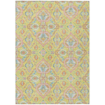 Machine Washable Indoor/Outdoor Husby ACN2207 Bohemian Rug