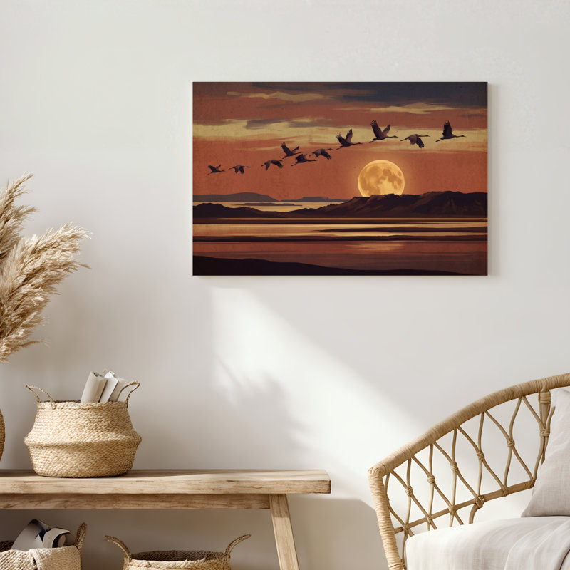 Art mural sur toile Gallery Wrap pour le salon, la chambre à coucher, le bureau ou le vestibule - Décoration murale décorative avec vol au clair de lune