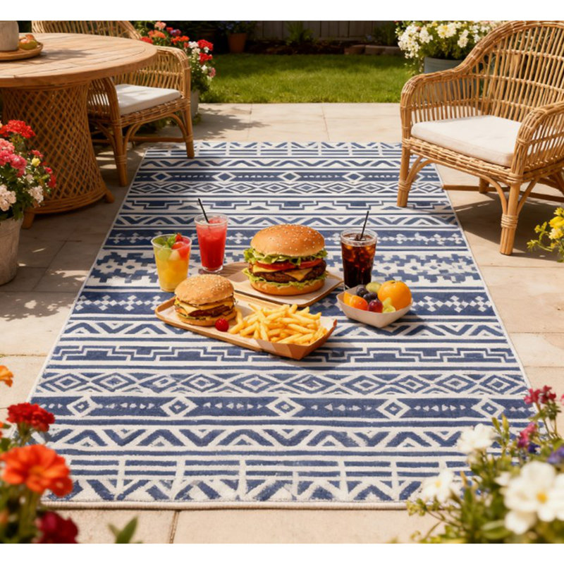 Geometric Style Reversible Outdoor Rug