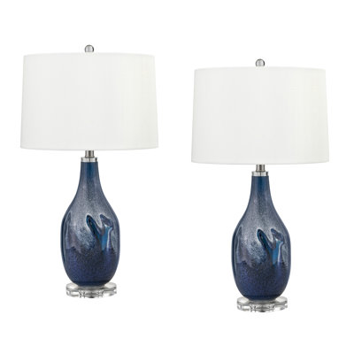 Sesto 29" Dark Blue & White Table Lamp with USB Port