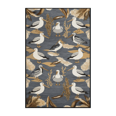 Washable Seabirds Nautical Area Rug