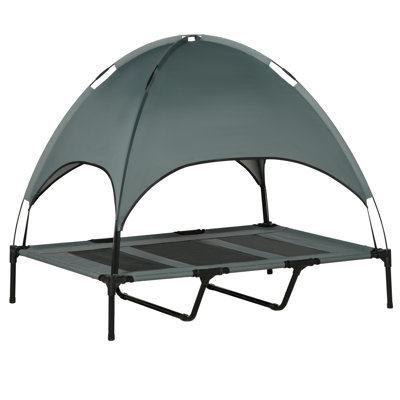 48" X 36" Elevated Portable Dog Cot Cooling Pet Bed With UV Protection Canopy Shade