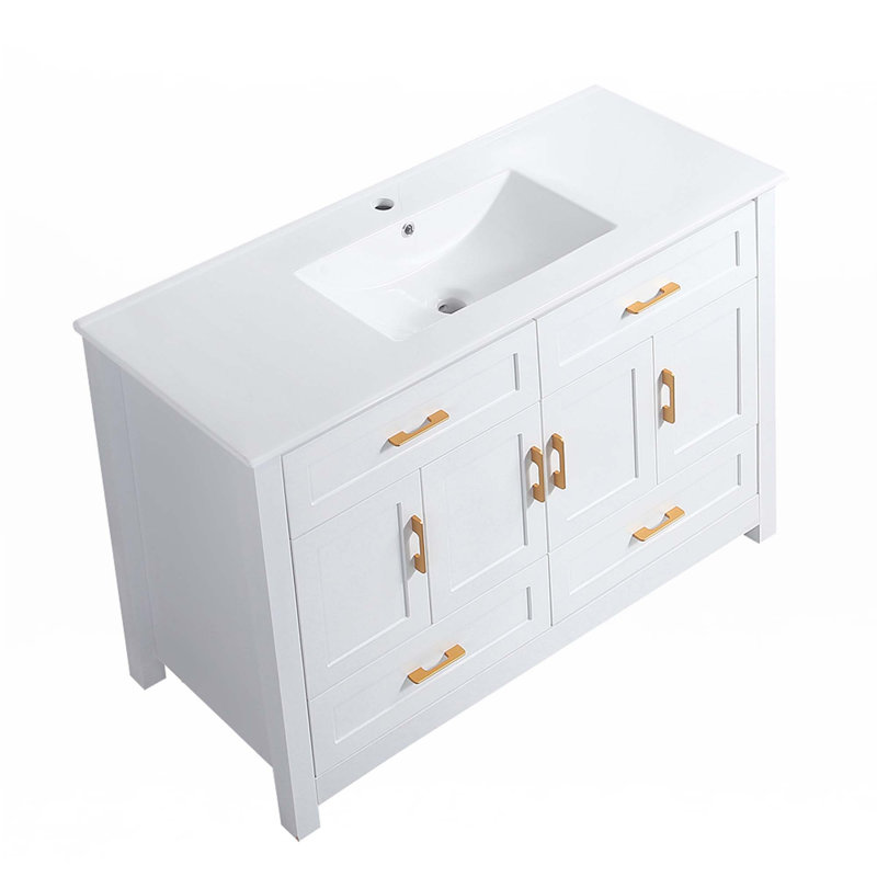 Ensemble de meuble-lavabo 48 po avec lavabo en céramique, Blanc