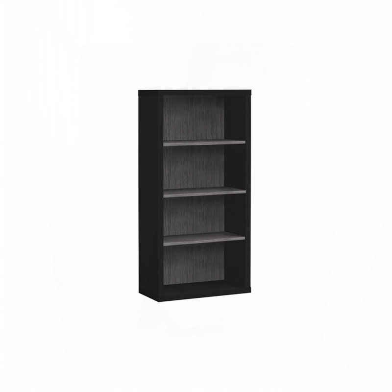 Bibliothèque, bibliothèque, étagère, 5 niveaux, h 48 po, bureau, chambre à coucher, stratifié noir et gris, contemporain, moderne