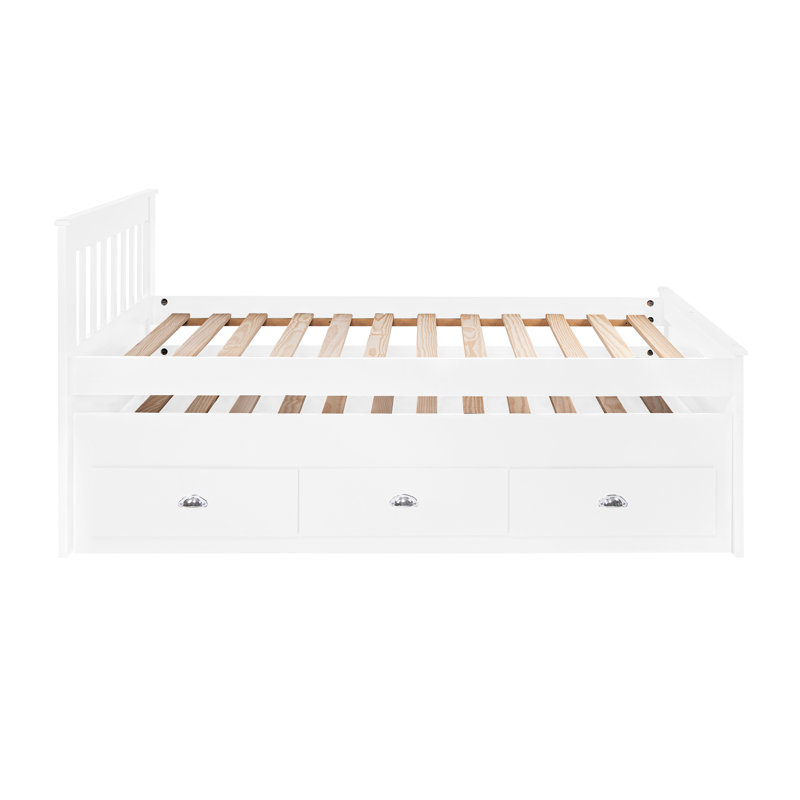 Lit plateforme avec rangement Jaslean, Blanc