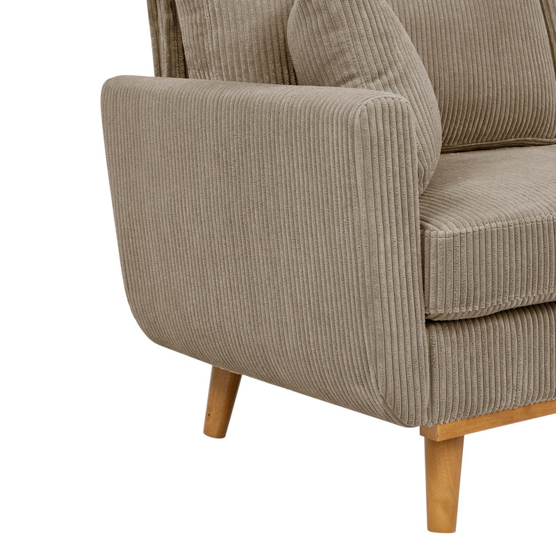 Narnclaedra 65'' Corduroy Square Arm Loveseat, Camel