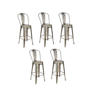 Hi Gloss Style Metal Barstool with Back by Chivari