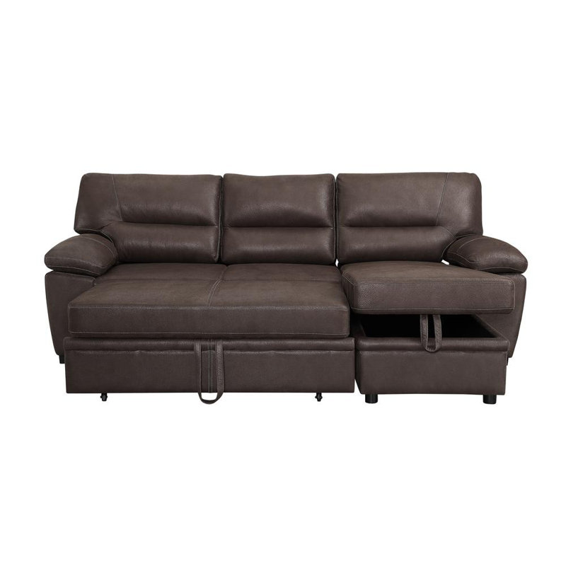 McTeer Old World Microfiber Reversible Sleeper Sectional Sofa