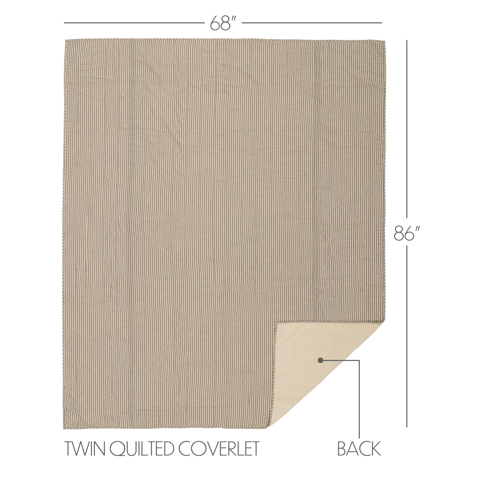Sawyer Mill Ticking Stripe Quilt Coverlet, Twin, Coal Black & Dark Creme
