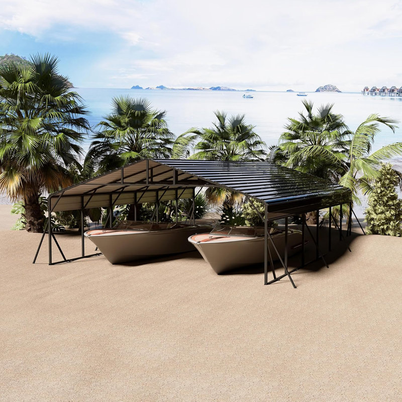 20x30FT Metal Carport Kits with Galvanized Steel Roof, Heavy Duty Metal Roof Carport with Enhanced Base