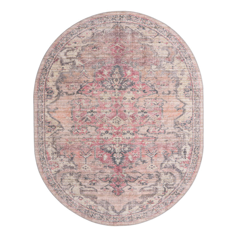 Engelman Washable Oriental Indoor Rug, Oval 7'10" x 10'