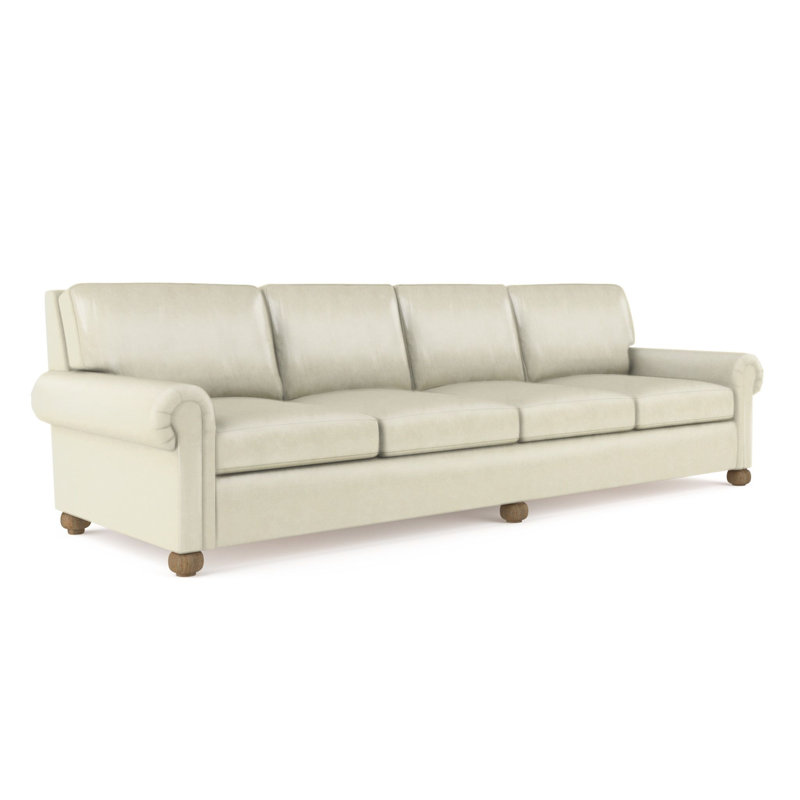 Leroy Sofa, Alabaster Genuine Leather, 36" H x 120" W x 49" D