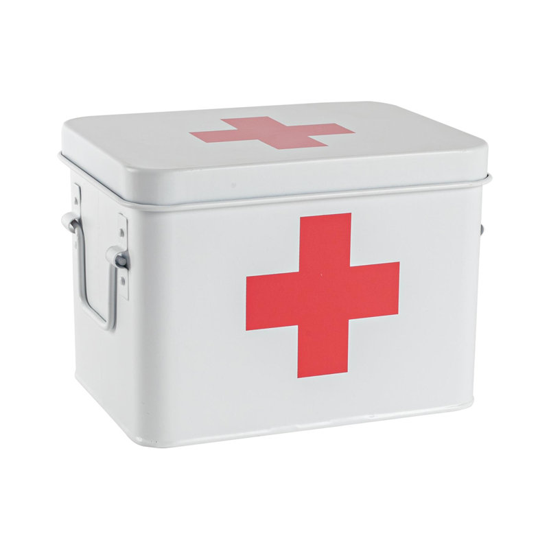 Harbour Housewares - Vintage Metal First Aid Box - 23cm, White