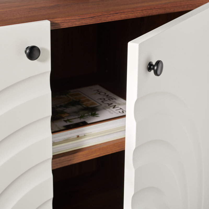 Buffet 4 portes Muneet, Noyer / blanc / noir