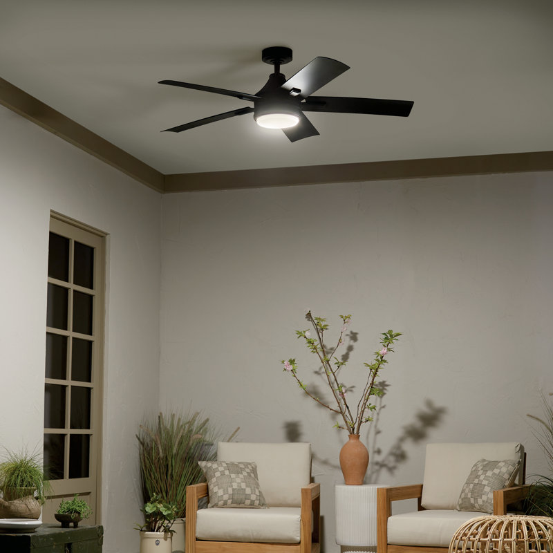 52'' Ceiling Fan with LED Lights, Satin Black
