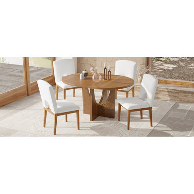 Ensemble de table de salle à manger extensible moderne 5 pièces avec rallonge amovible de 16,2 pouces pour les petits espaces