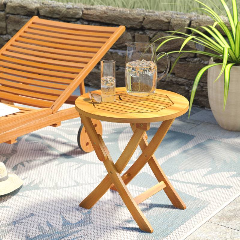 Table d'appoint pliante en bois Erkerd, Teinture naturelle
