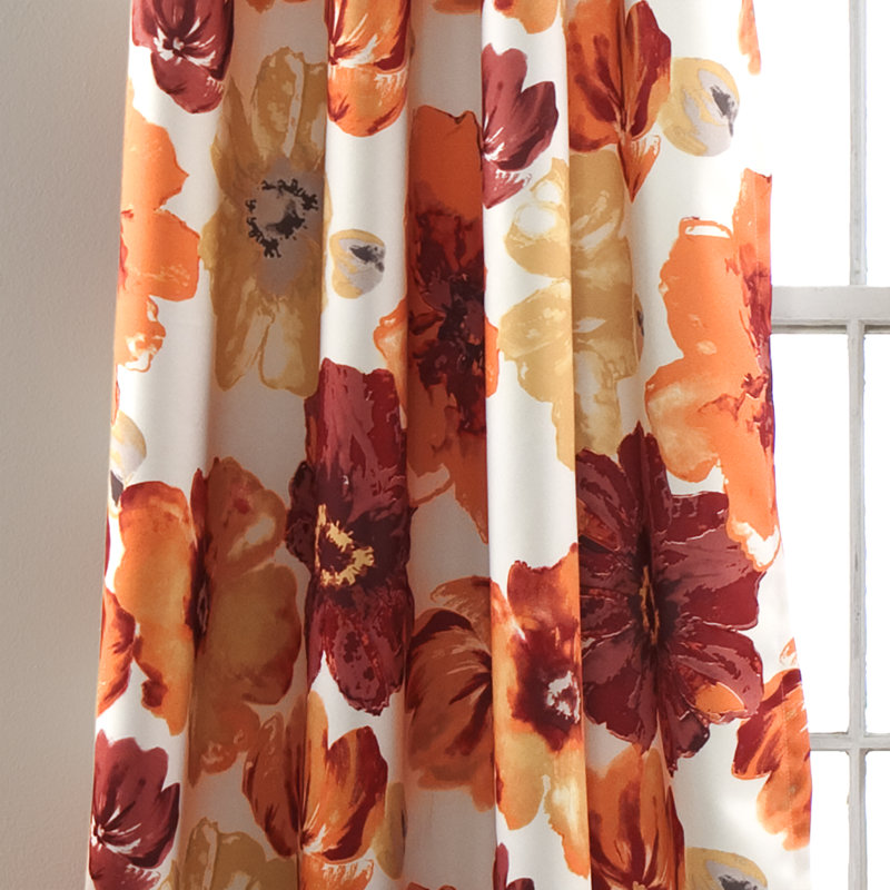 Leah Room Darkening Curtain Pair, 52"W x 95"L, Red/Orange