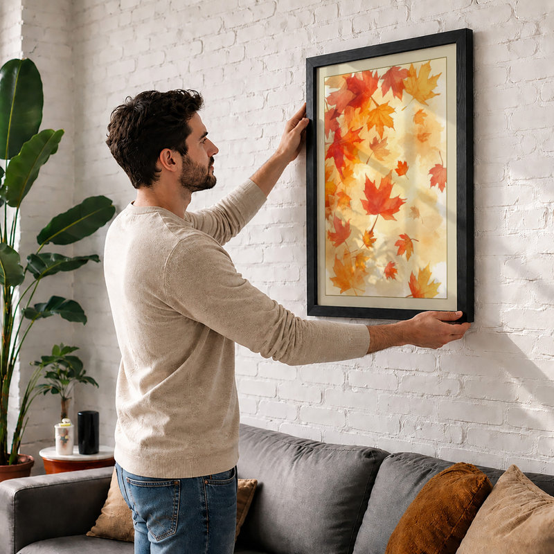 Autumn Leaves Falling Botanical - Print, A4 - 29.7 x 21.0 cm, Black