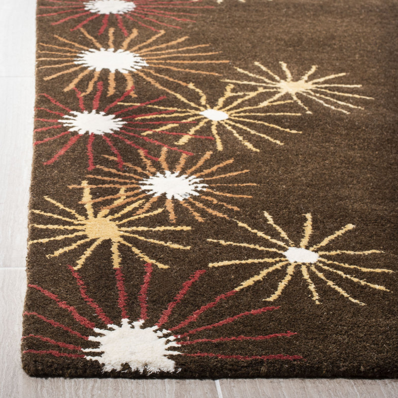 Candelo Soho Hand Tufted Wool Floral Rug, Rectangle 2' x 3'