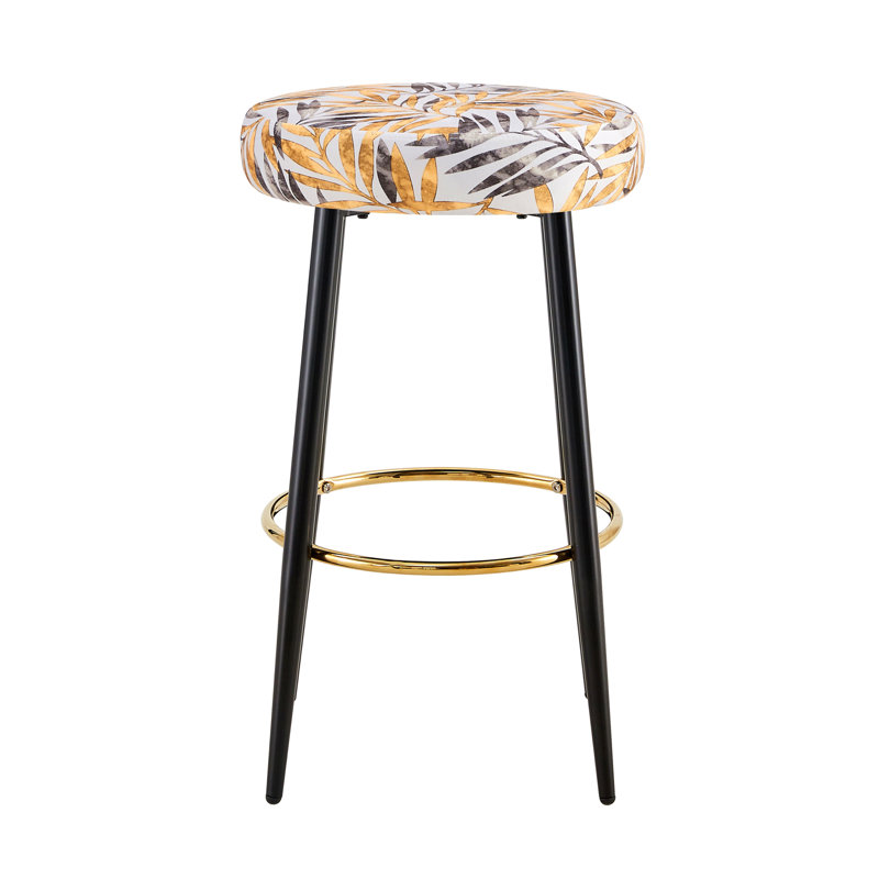 Ensemble de 2 tabourets de bar à hauteur de comptoir, tabourets de cuisine en PU rembourrés de 24 po de hauteur avec repose-pieds doré