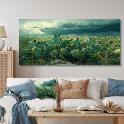 Cactus et la tempête du désert - Cactus, décoration murale en métal, reproduction d'art traditionnelle en métal