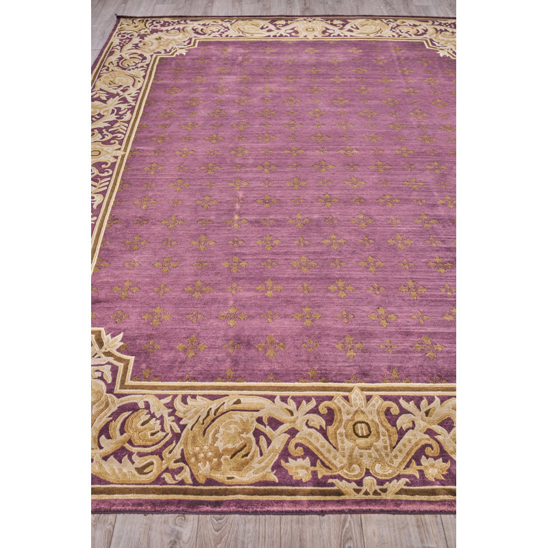 Hand-Knotted Red and Gold Wool 9' x 12' Area Rug
