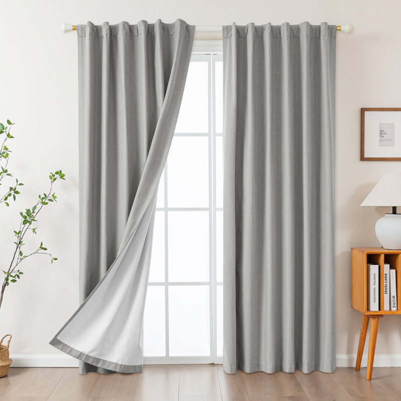 Paire de rideaux Vishrut, L 52 po x L 84 po, Gris clair