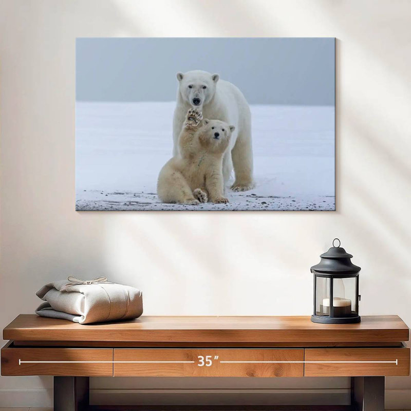 Brampt Polar Bear Waving, 16" H x 24" W