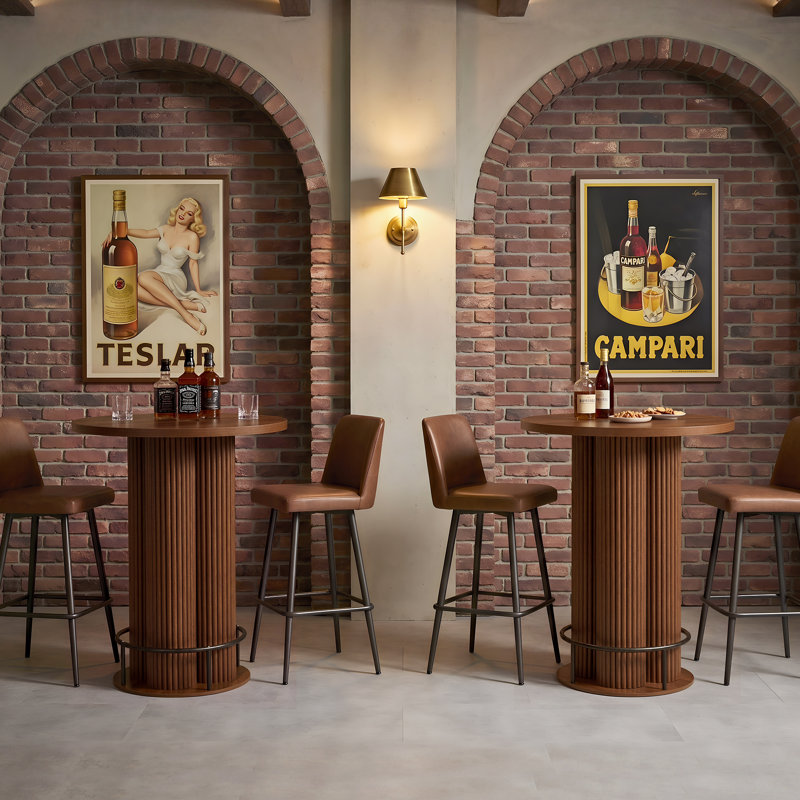 39.37"H Round Bar Table with Plum Pedestal