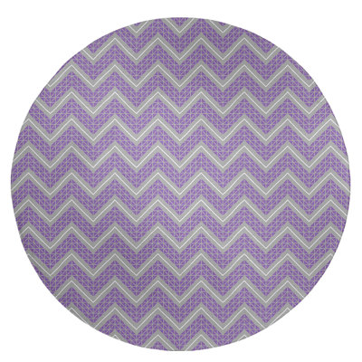 Tapis carré mauve/gris à chevrons à main