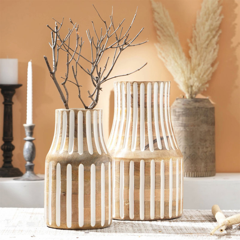 Vase en bois fabriqué à la main pour le salon, parfait pour un usage décoratif et fonctionnel, ajoute élégance et style à tout espace