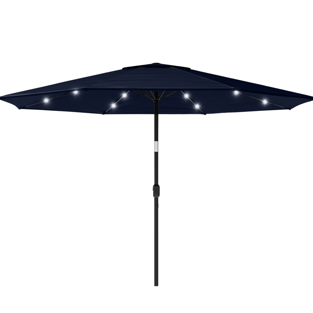 Jarelin Patio Umbrella with Lights - 10' Outdoor Sun Shade Canopy with 32 Solar LEDs - UV 30+ Protection LED Umbrella by Pure Garden  Ebern Designs Fabric 