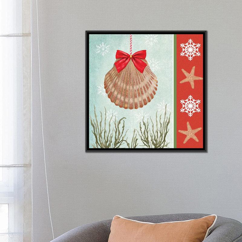 « christmas côtier i », impression sur toile, H 18 po x l 18 po x P 1,5 po, Toile avec cadre noir, Pas de tapis