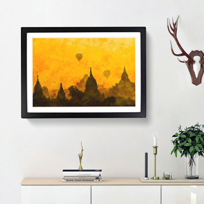 Hot Air Balloons over Old Bagan - Picture Frame Painting Print
