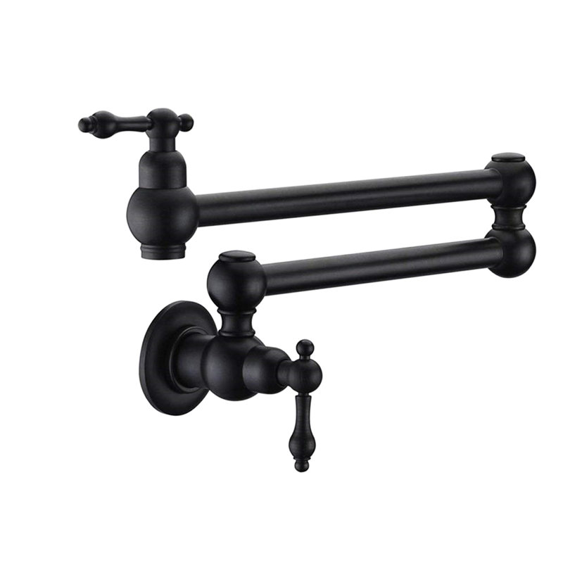 Matte Black Pot Filler Faucet Wall Mount, Double Swing Joint Arms, Scratch , Rust Proof, 100% Brass For Extended Durability Mounted Black, Jointed Scratch-, Rust-,