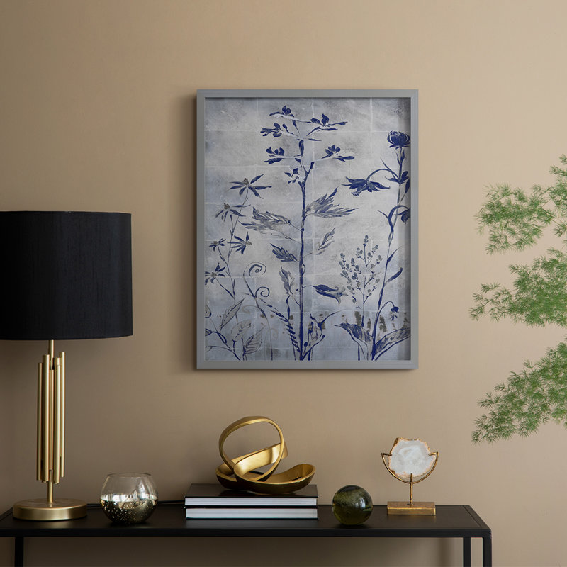 Silver Botanicals I V30 Framed Print Framed Print - Solid Wood, Gris, H 11 po x l 9 po