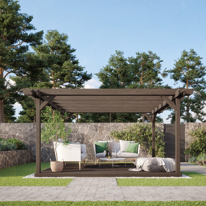 Latre Wood Pergola, Brown, 340cm H x 300cm W x 300cm D
