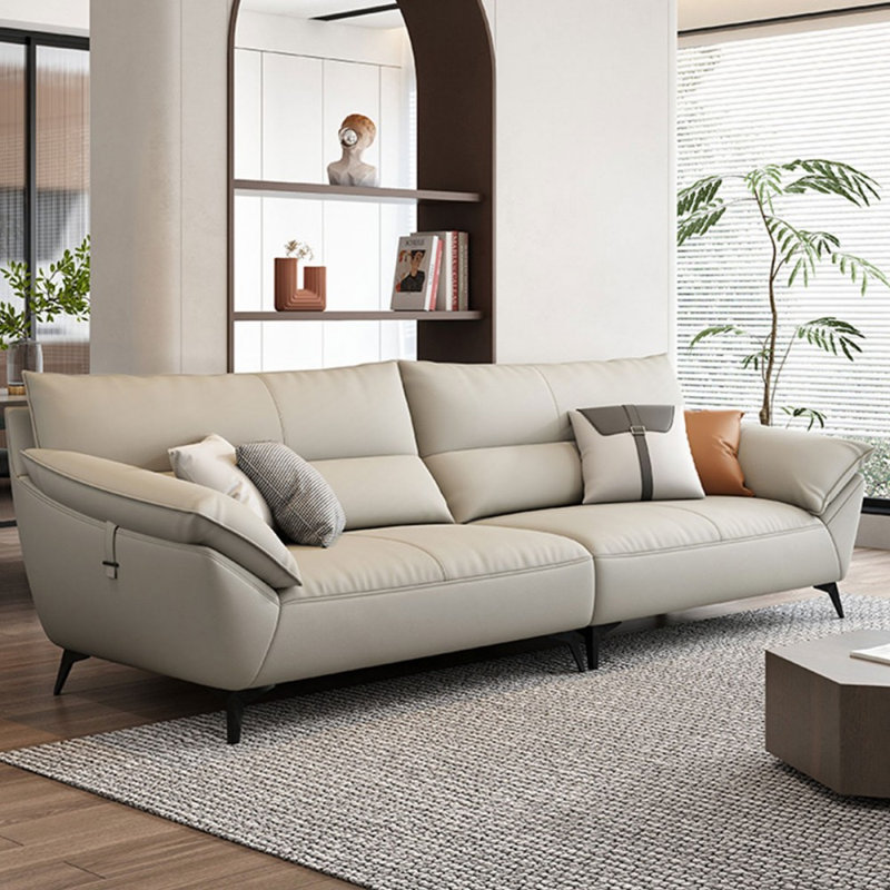 Canapé modulaire beige en cuir véritable, H 35,43 po x l 110,24 po x P 37,8 po, 4