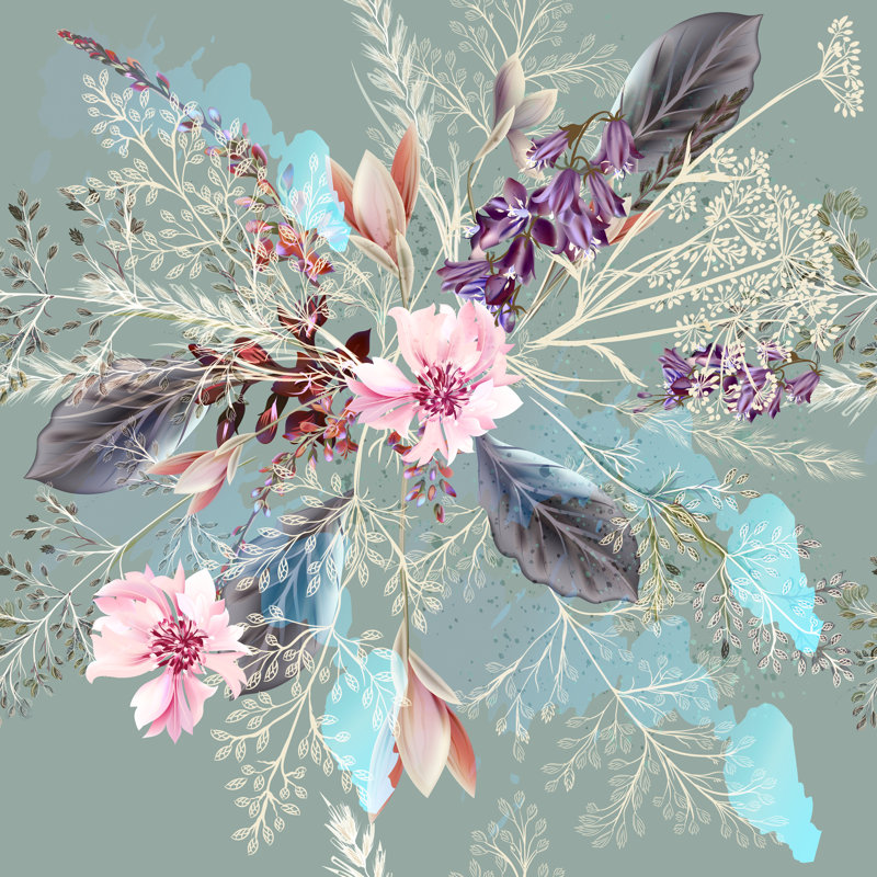 Fabric Floral Pattern by LiuSol - Wrapped Canvas Print, 30cm H x 30cm W x 3.8cm D