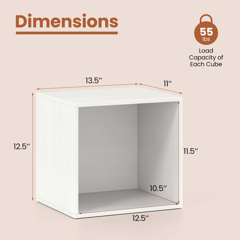4 PCS Wooden Cube Storage Organizer Stackable Open Book Shelf for Small Space, White
