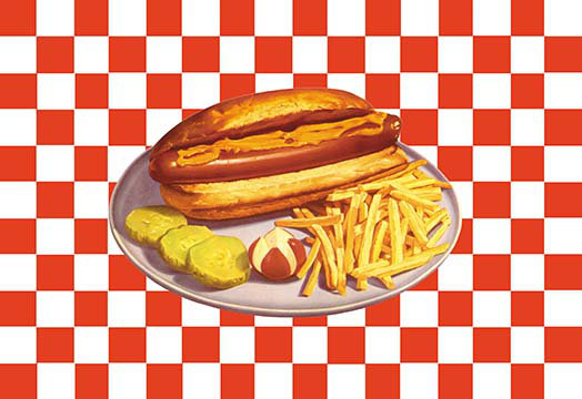 « hot dog », impression, H 28 po x l 42 po x P 1,5 po