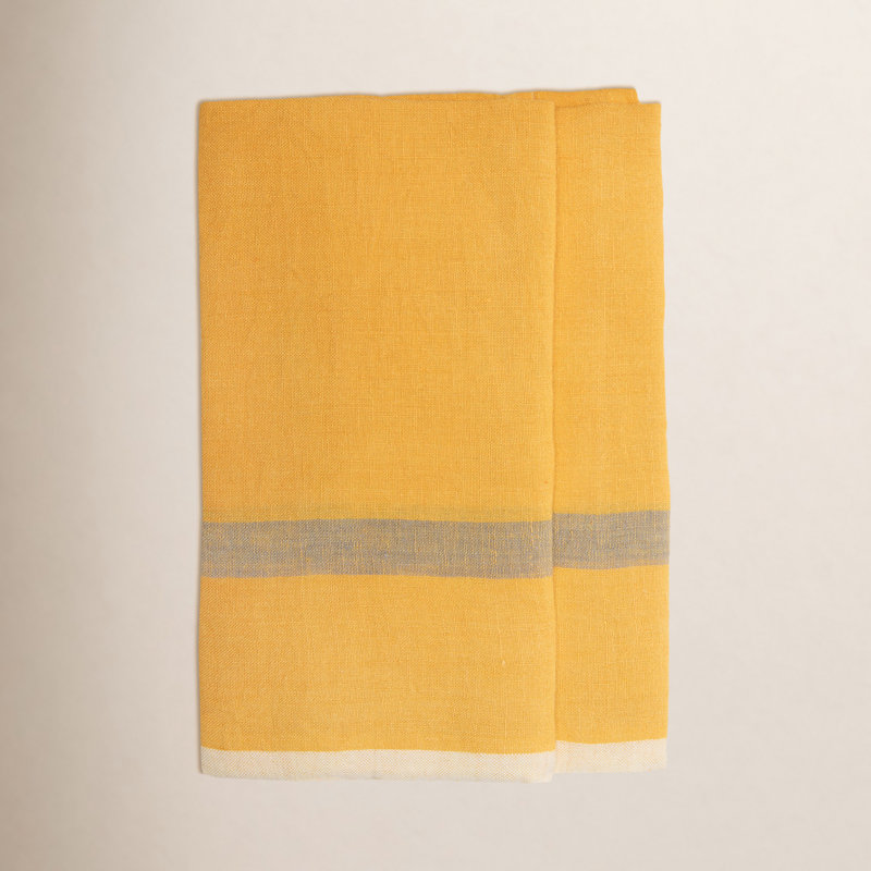 Torchon Tegan, Moutarde / Gris