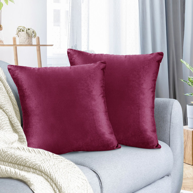 Nestl Velvet Decorative Throw Pillow Cover 2-Pack, Magenta, 20"H x 20"W
